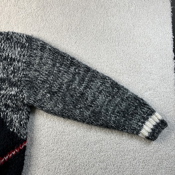 Vtg COLLAGE By Hand Knit Black/White Scotty Dog Thick Acrylic Sweater Sz Large - Picture 9 of 12